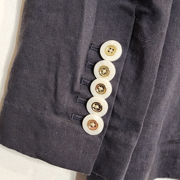 Veronica Beard Nisha Double Breasted Navy Blue Linen Blend Blazer Nautical sz 8 - Picture 8 of 12